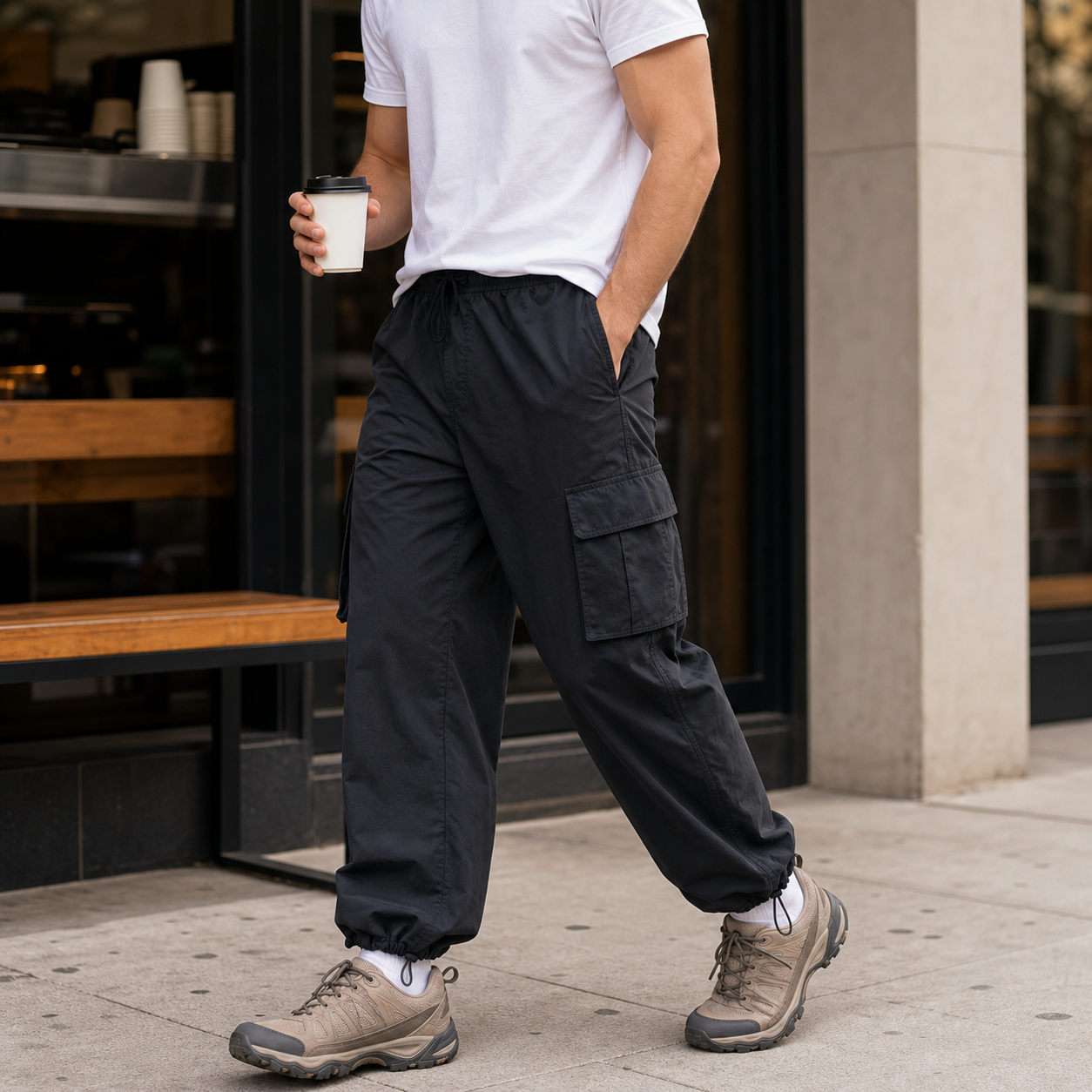 Men's Lightweight Water-Resistant Parachute Cargo Pants 8-Pack - use case city