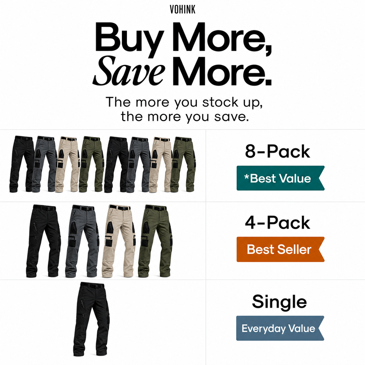 Men's Multi-Pocket Tactical Work Pants Packs