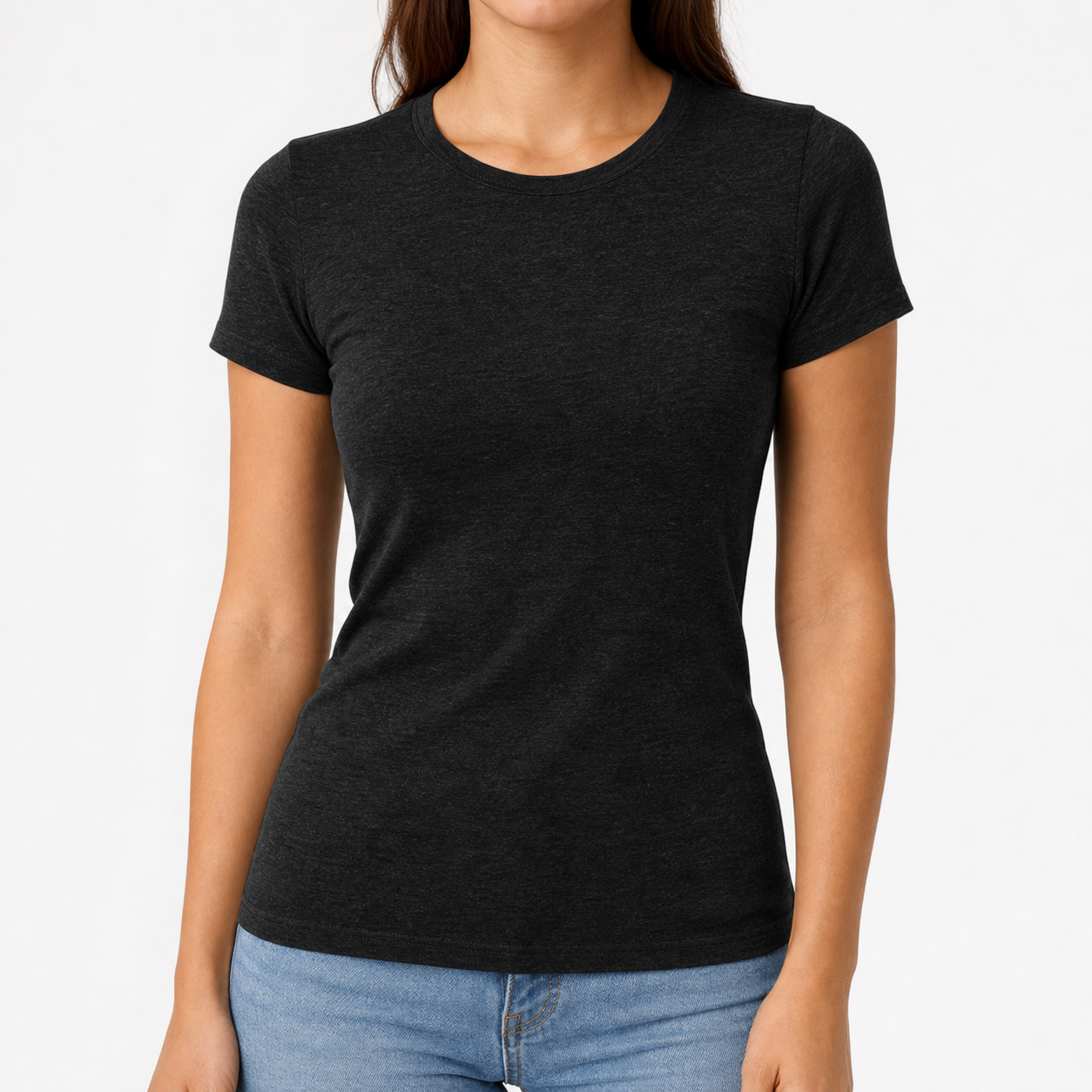 Women's Stretchy Crew Neck T-Shirt Packs - Single, 4-Pack, 8-Pack & 12-Pack - gallery 01 fit front