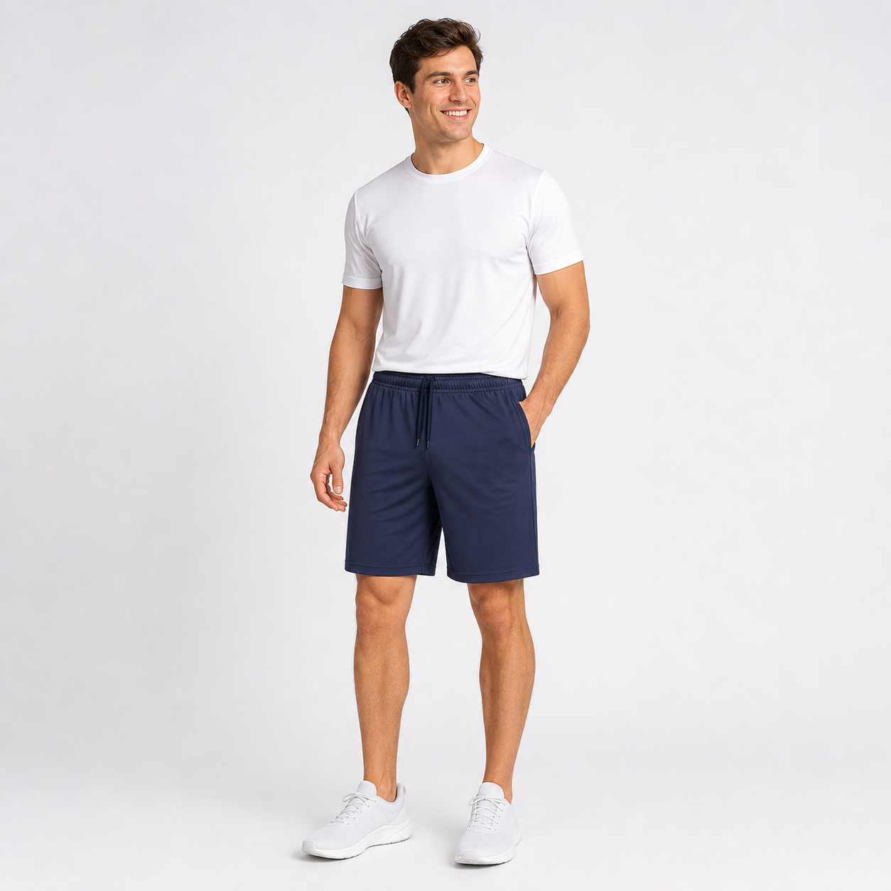 Men's Quick Dry Athletic Gym Shorts Packs - 5-Pack & 8-Pack - front fit view of men's athletic shorts