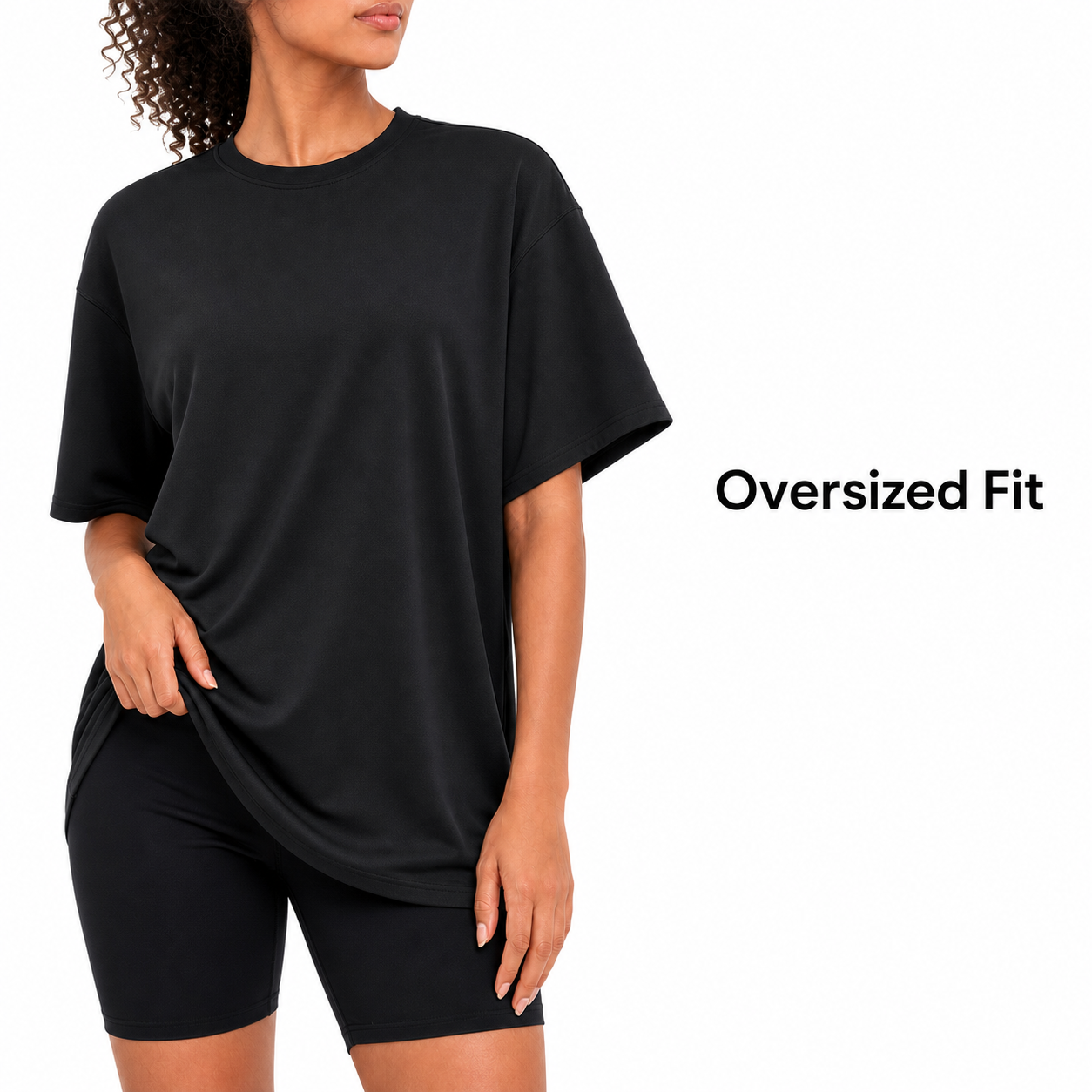 Women's Oversized Quick-Dry Workout T-Shirt Packs - front view showing oversized fit