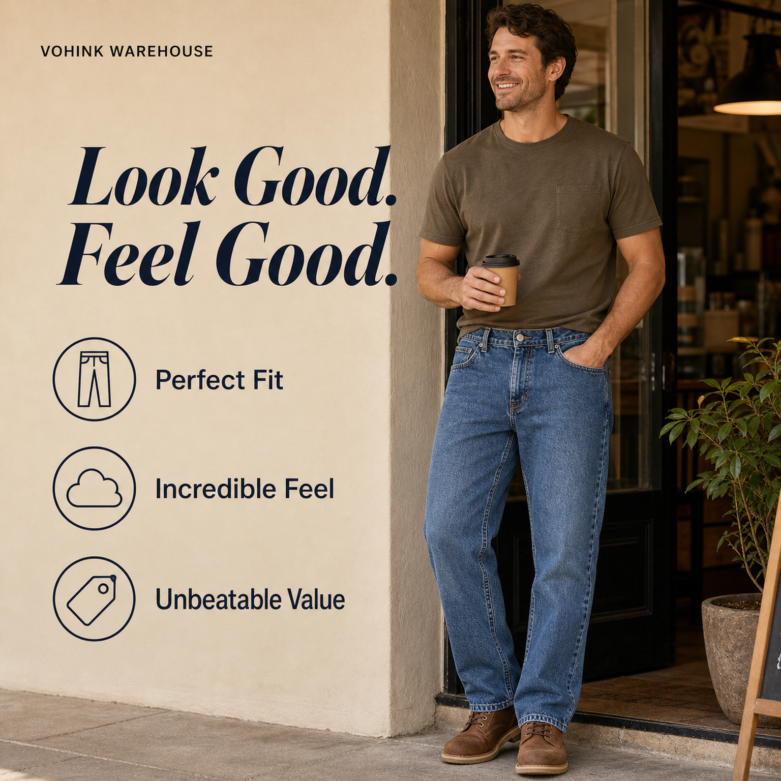 Men's Classic Relaxed Fit Denim Jeans Packs - look good feel good everyday denim lifestyle