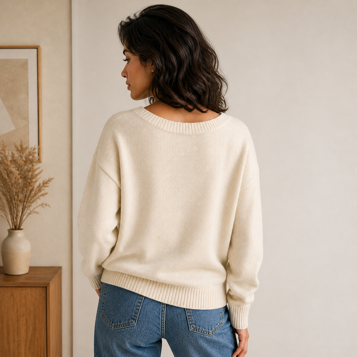 Women's relaxed boxy knit sweater product image