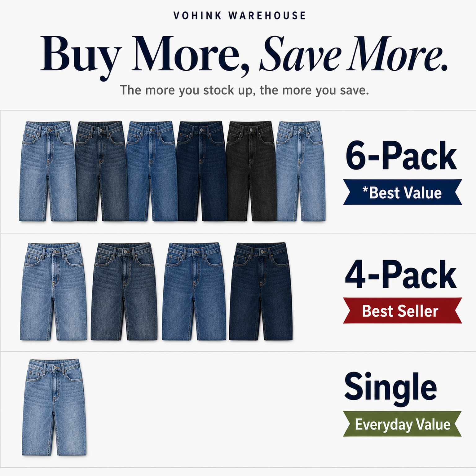 Men's Classic Relaxed Fit Denim Jeans Packs - buy more save more denim pack comparison