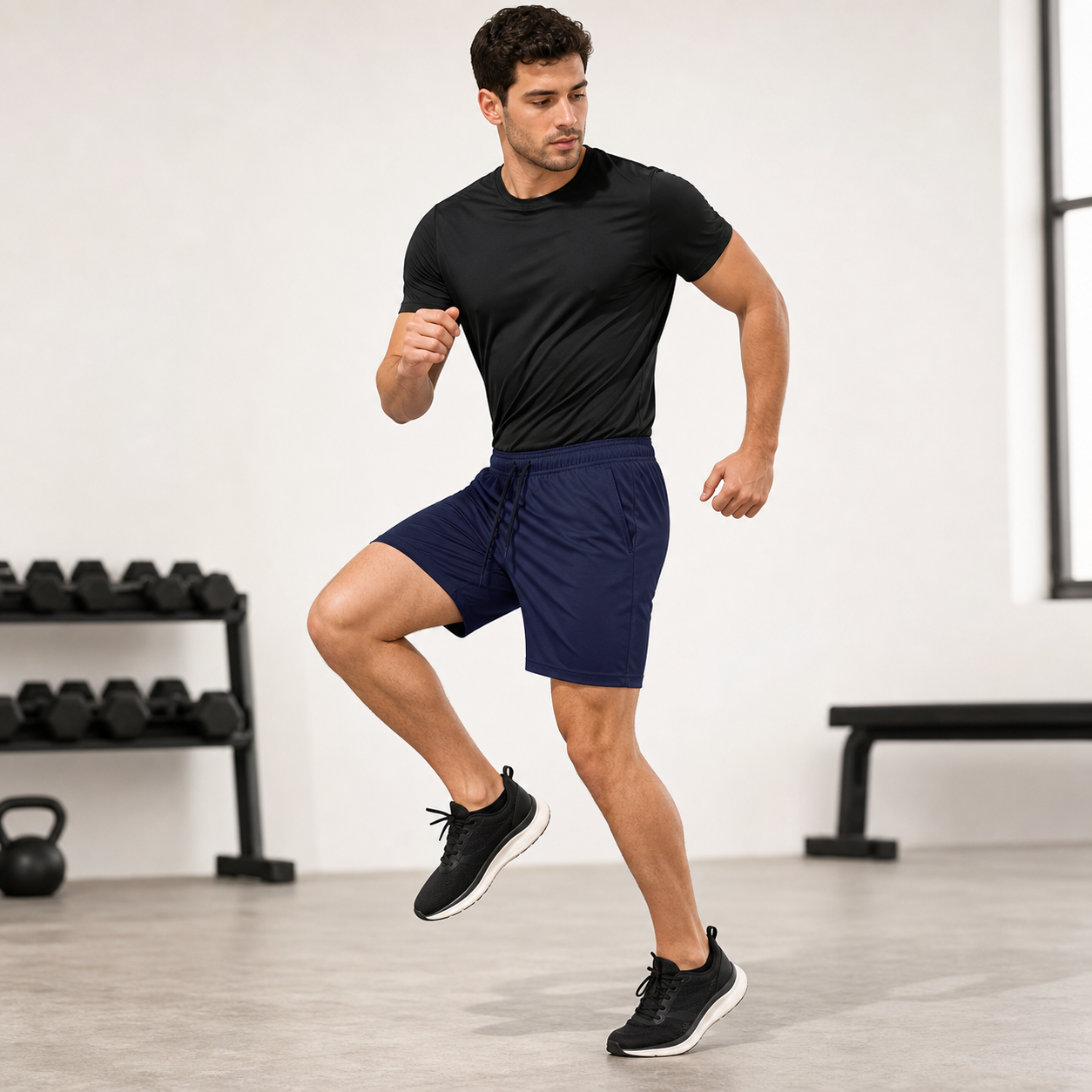 Men's Quick Dry Athletic Gym Shorts Packs - 5-Pack & 8-Pack - movement use image for men's athletic shorts