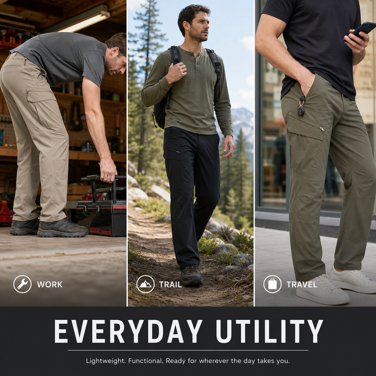 Men's Lightweight Stretch Cargo Pants Packs - gallery 04 everyday utility