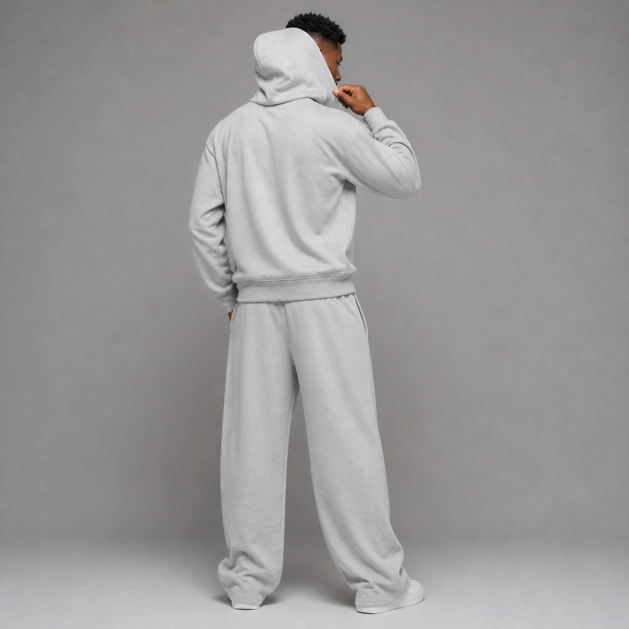 Unisex matching lounge set product and lifestyle image