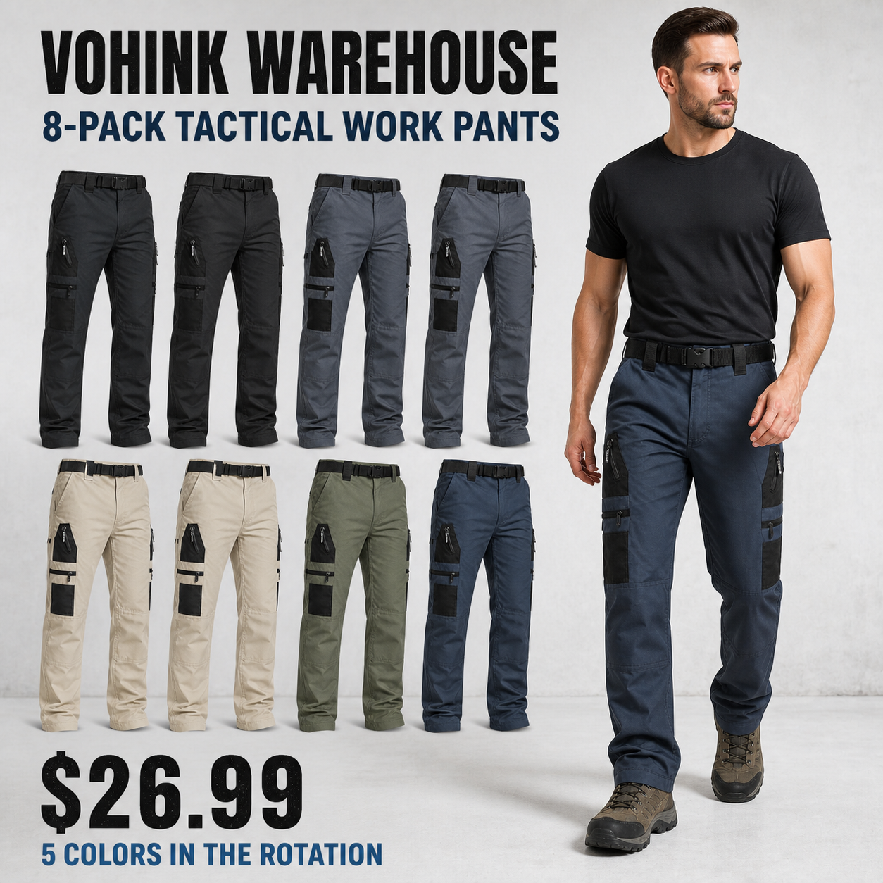 Men's Multi-Pocket Tactical Work Pants Packs - hero promo