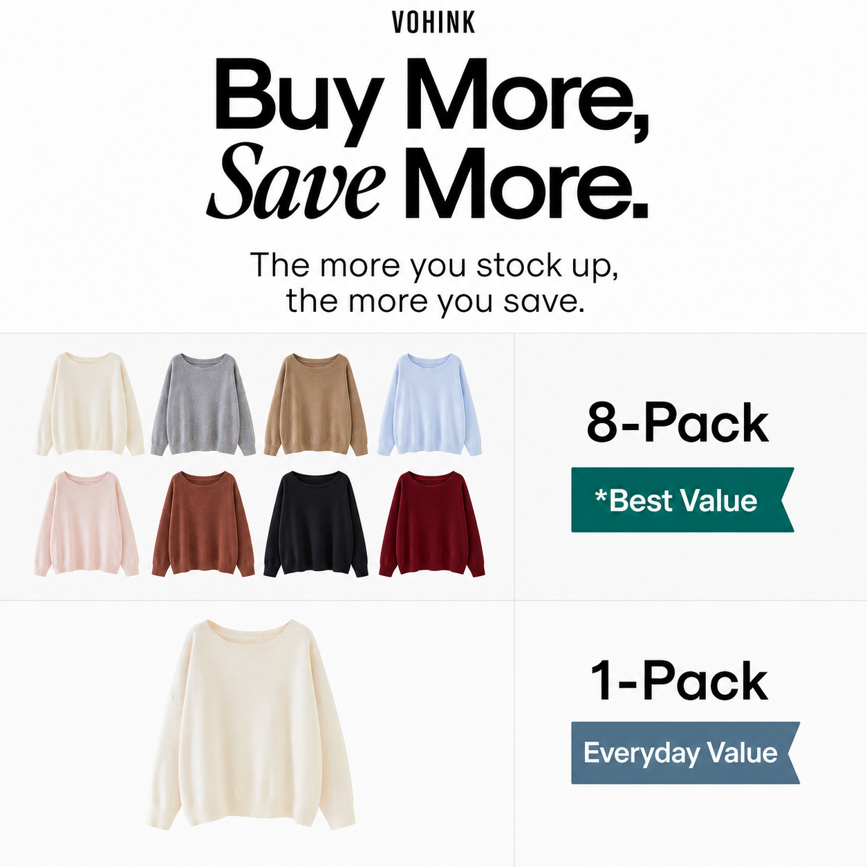 Women's Relaxed Boxy Knit Sweater 8-Pack