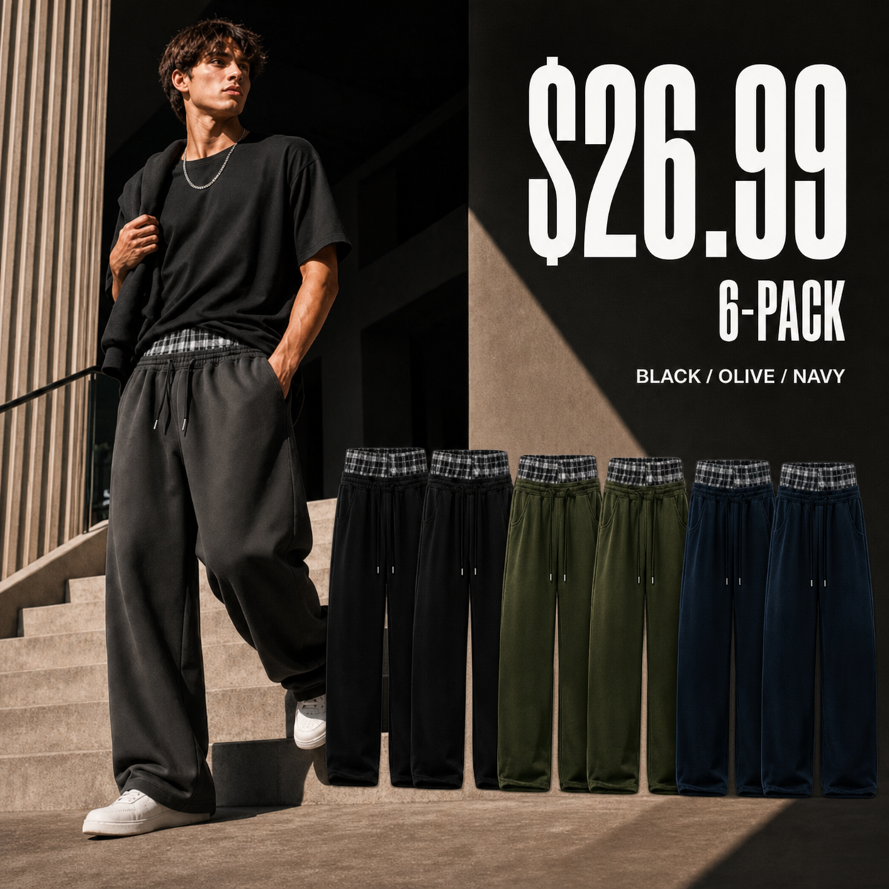 Men's Baggy Sweatpants 6-Pack