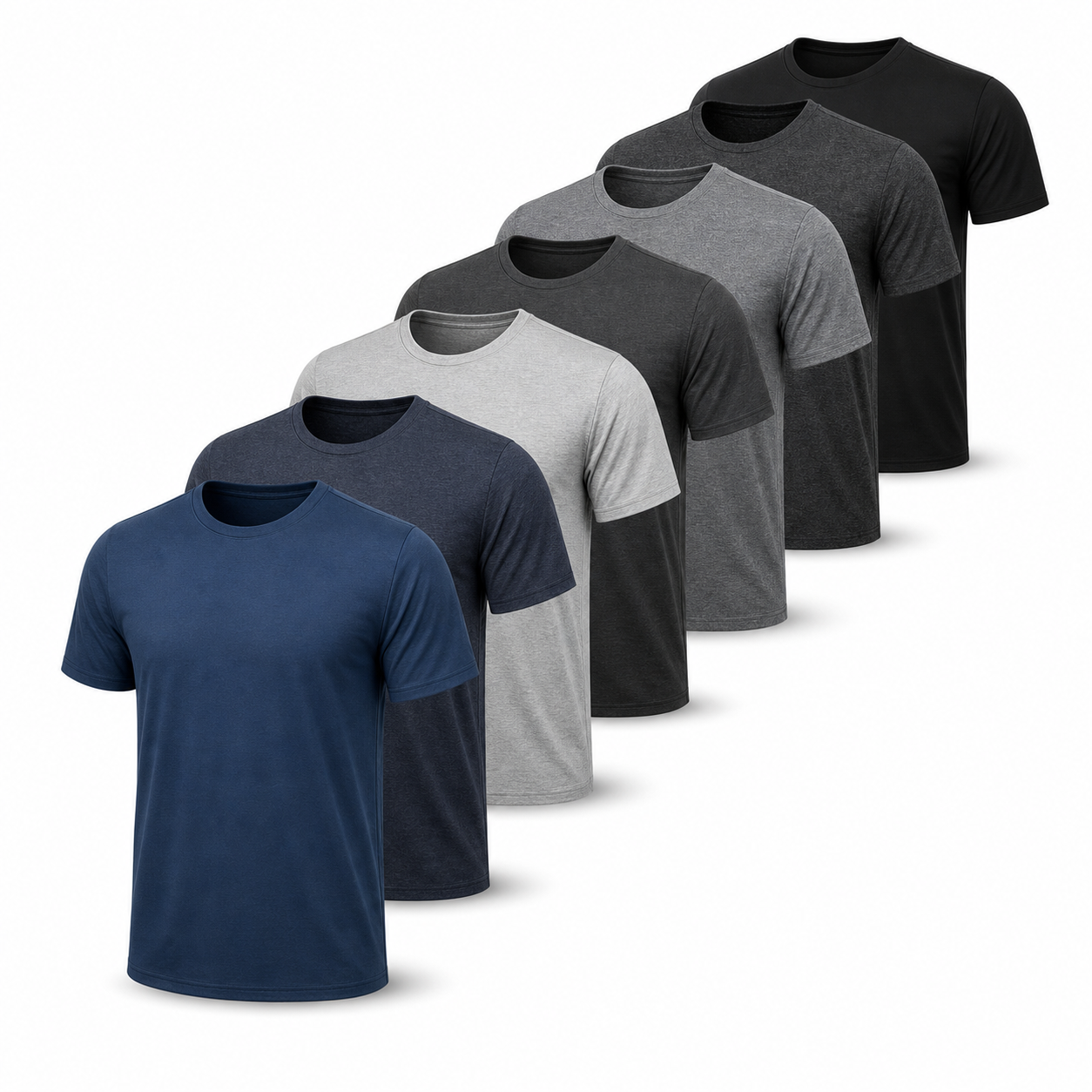Men's 7-Pack Moisture Wicking Quick Dry Crew Neck T-Shirts - hero