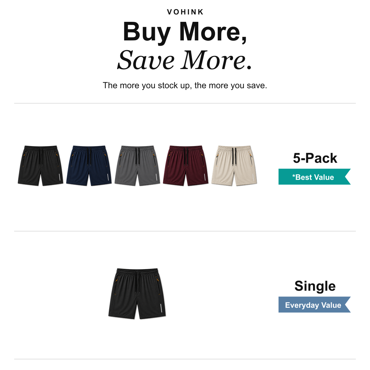 mens-reflective-zip-pocket-athletic-shorts-5-pack — Buy More, Save More.