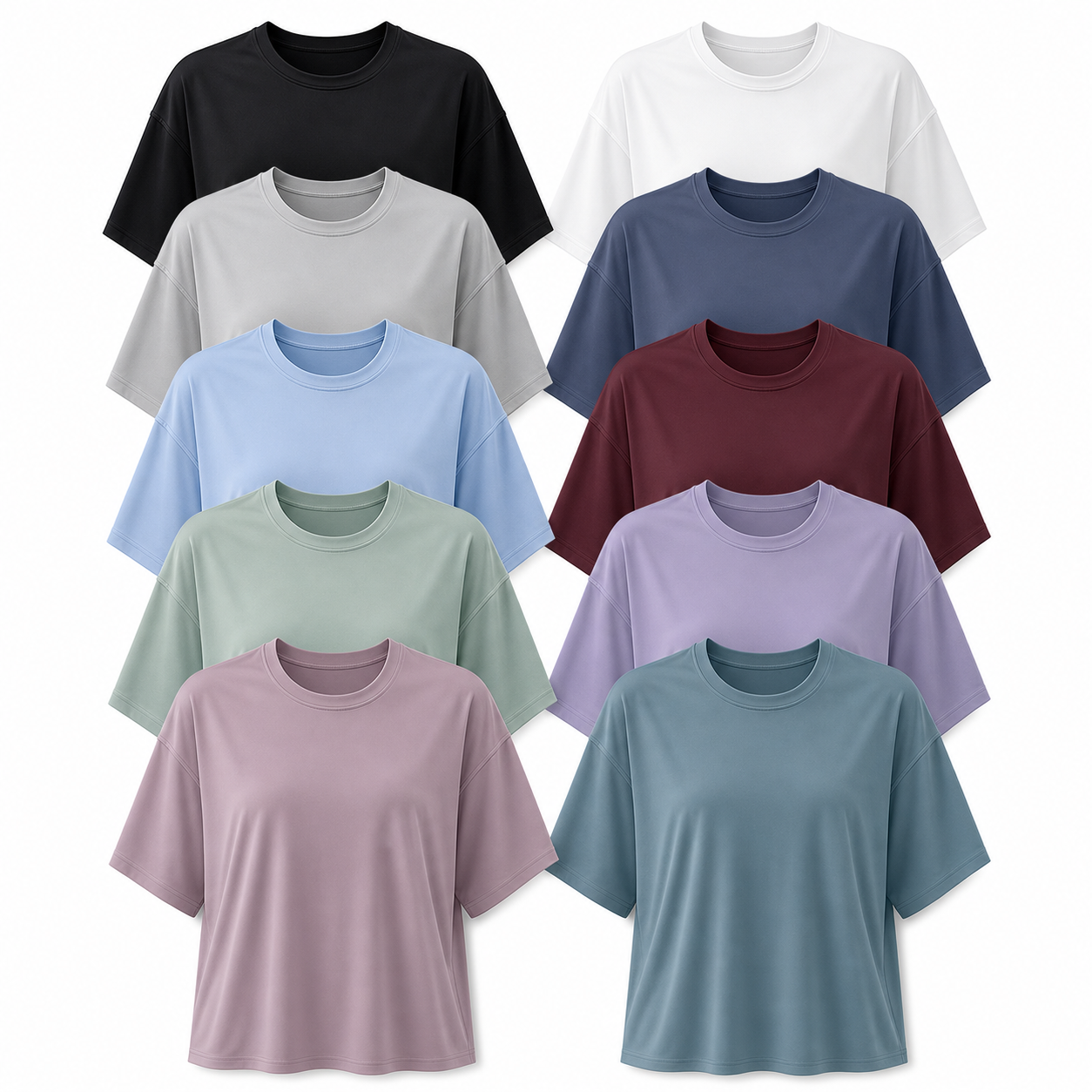 Women's Oversized Quick-Dry Workout T-Shirt Packs - sku 10pack assorted set