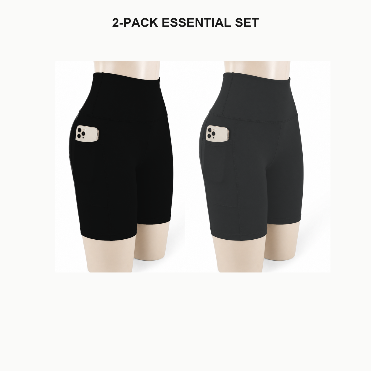 Women's High Waisted Biker Shorts with Pockets Packs - 2-pack essential biker shorts set