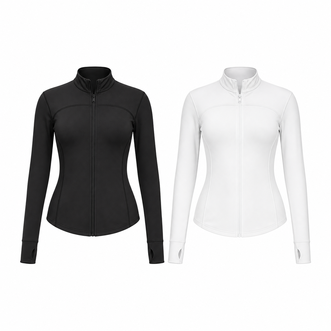 Women's Slim Fit Full Zip Jacket Packs - 2-pack black and white jacket set