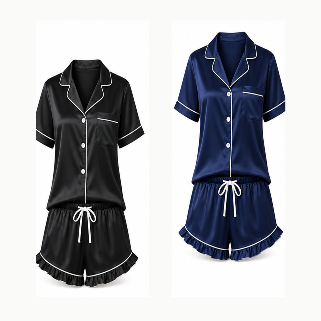 Women's Striped Short Sleeve Pajama Set Packs - 2-pack solid set