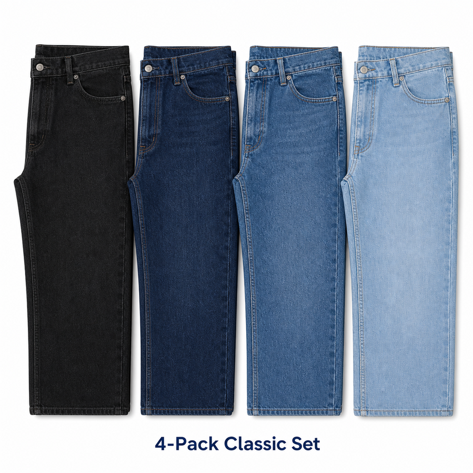 Men's Classic Relaxed Fit Denim Jeans Packs - 4-Pack Classic Set color option