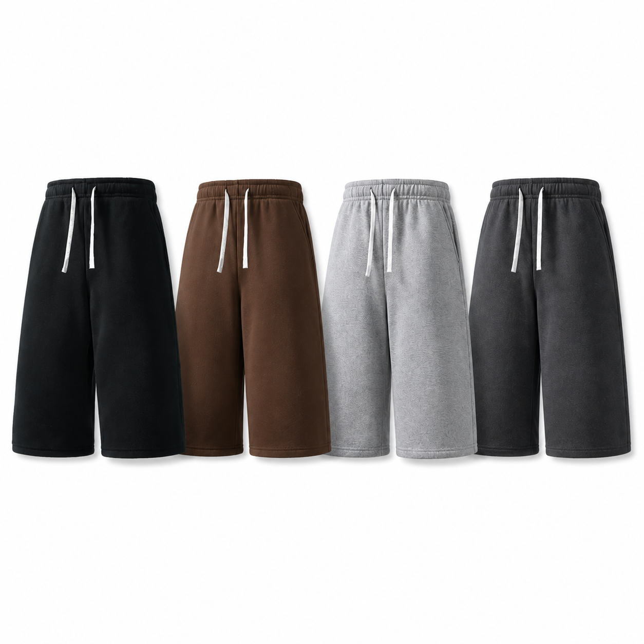 Men's Baggy Capri Sweatshorts Packs - Neutral Core 4-Pack, L
