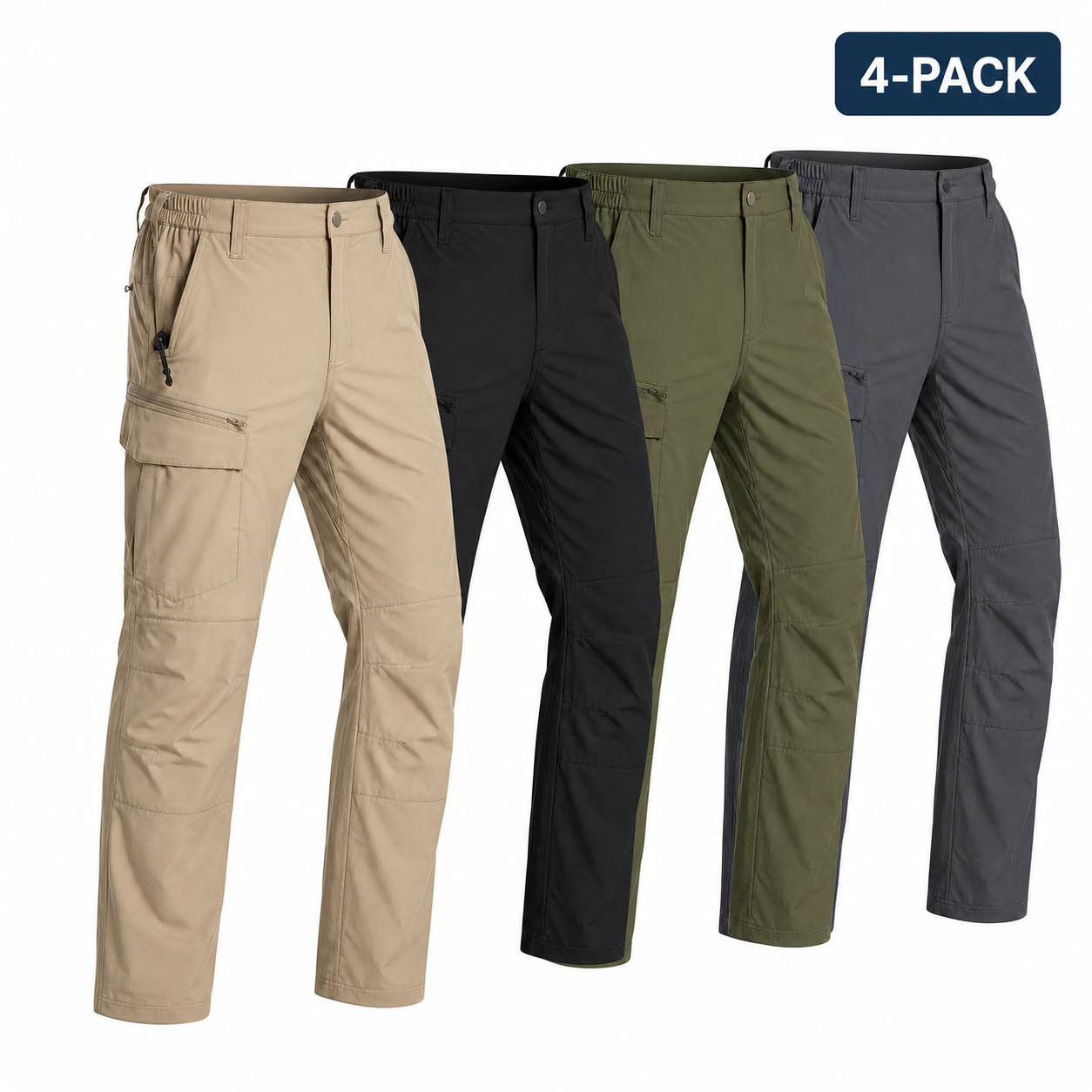 Men's Lightweight Stretch Cargo Pants Packs - sku 4pack neutral set
