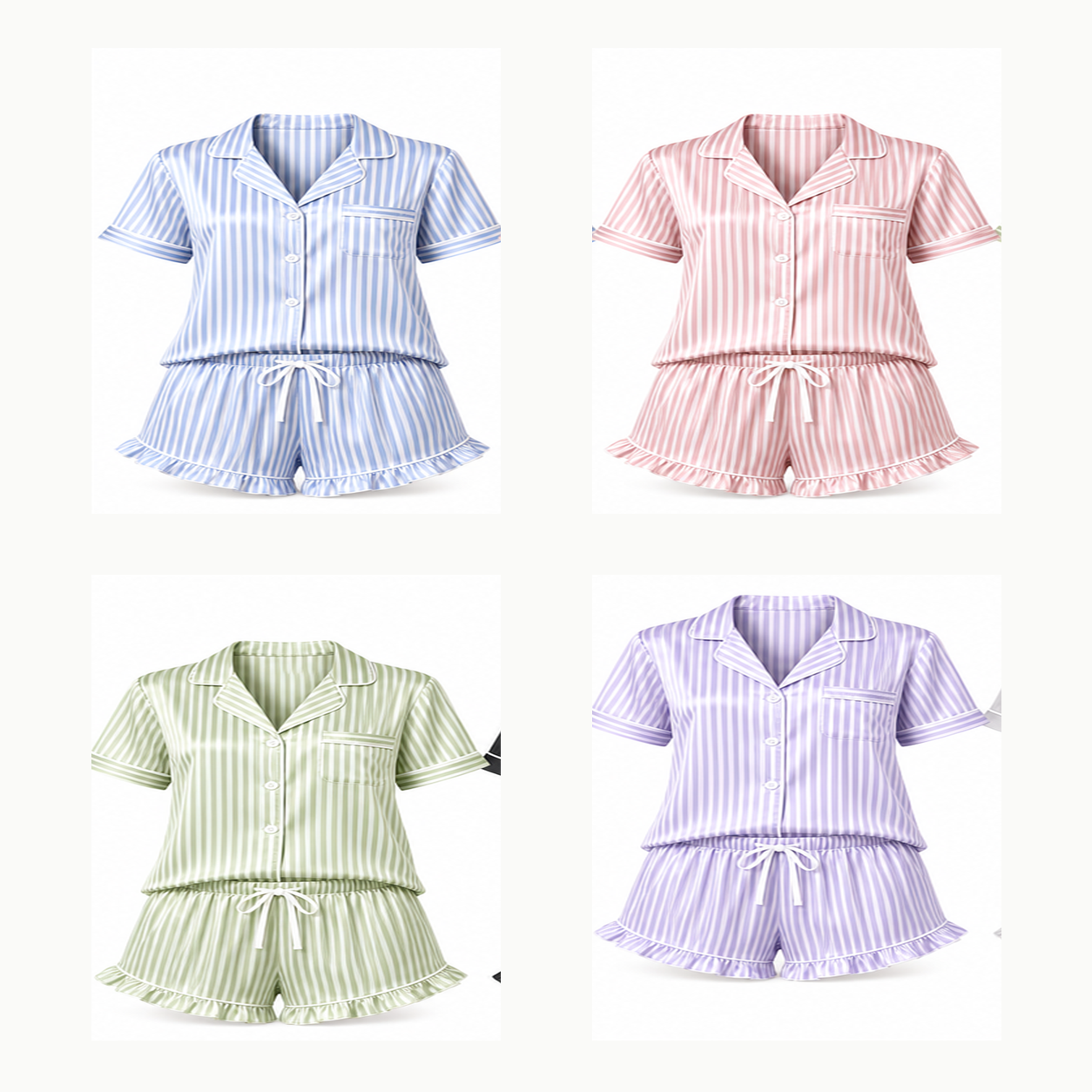 Women's Striped Short Sleeve Pajama Set Packs - 4-pack stripe set