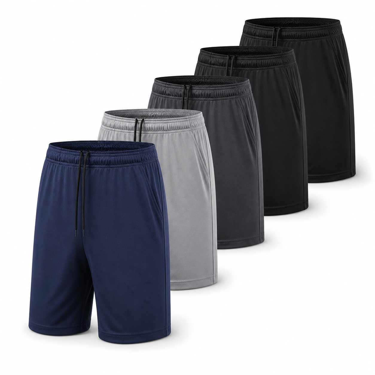 Men's Quick Dry Athletic Gym Shorts Packs - 5-Pack & 8-Pack - 5-Pack Classic Set color option