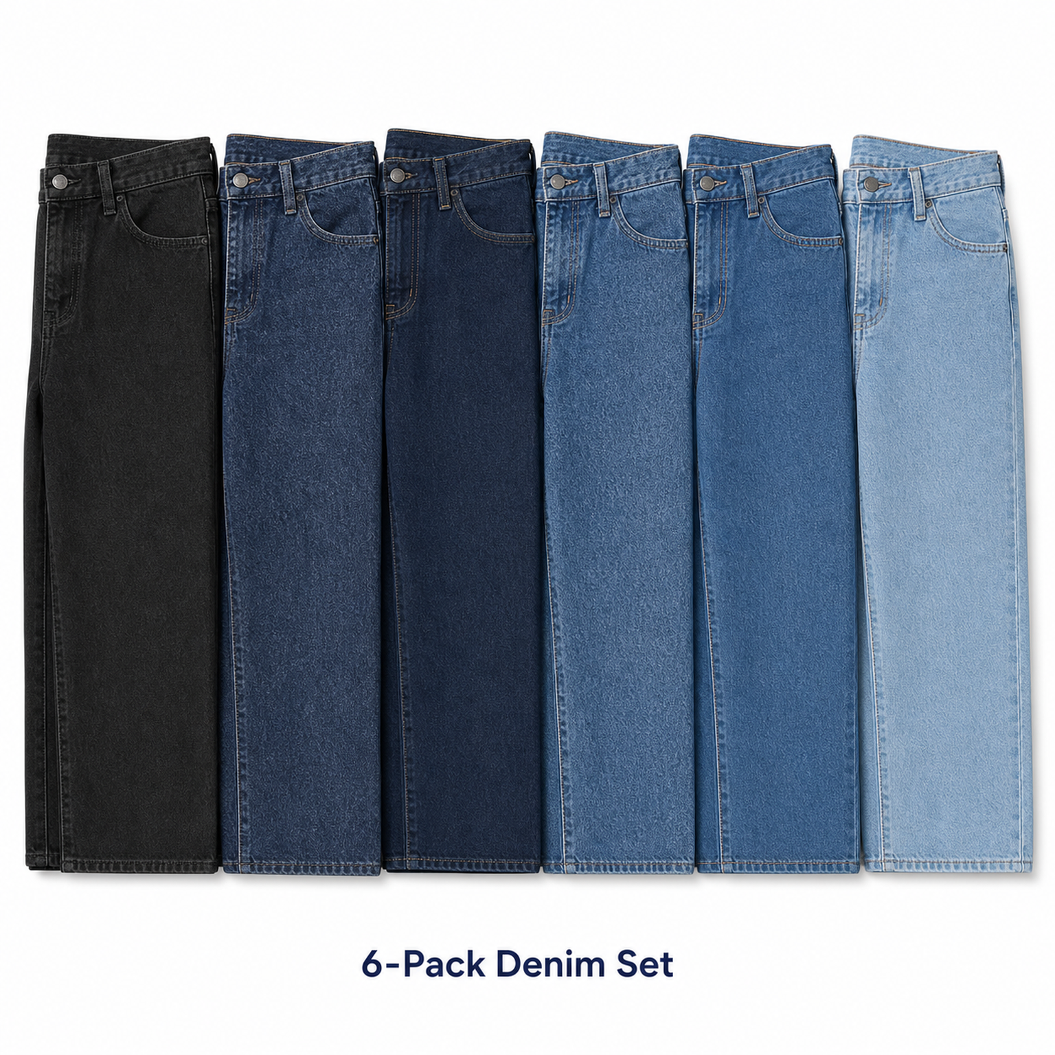 Men's Classic Relaxed Fit Denim Jeans Packs - 6-Pack Complete Denim Set color option