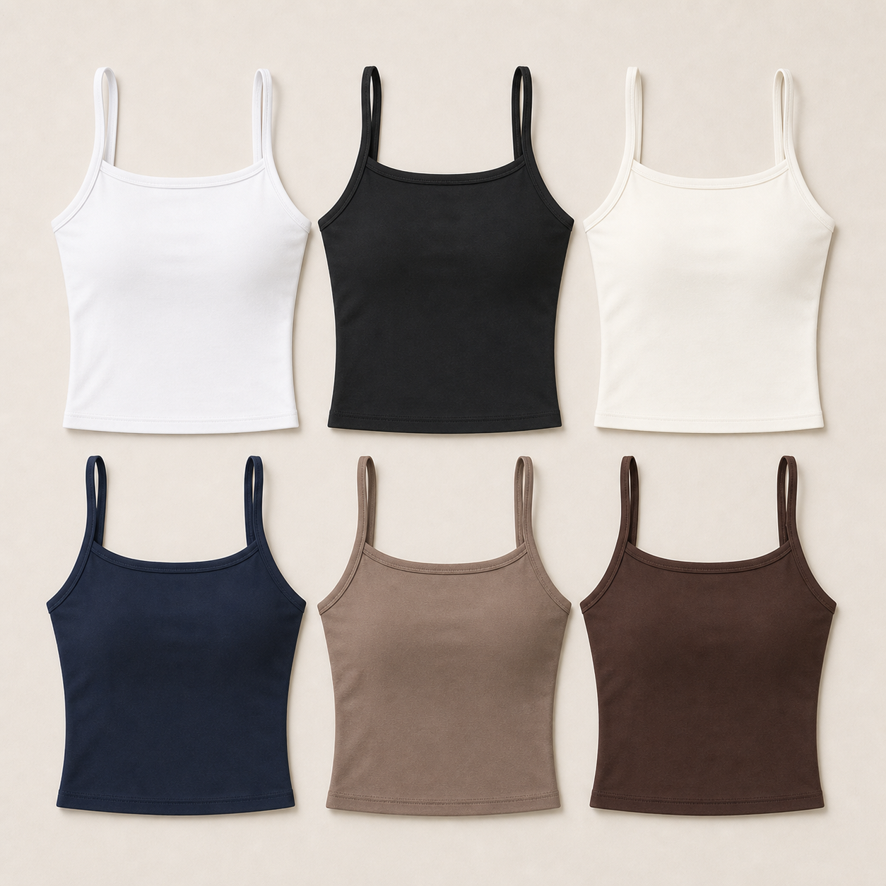 Women's Stretch Cropped Spaghetti Strap Tank 10-Pack - sku 6pack set a