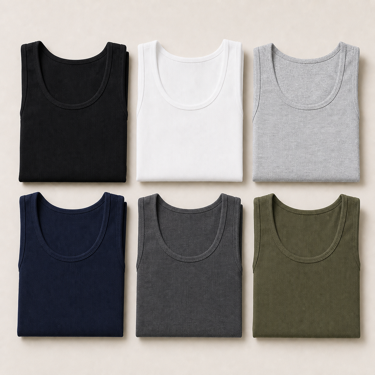 Men's Cotton Spandex Fitted Tank 10-Pack - sku 6pack set a