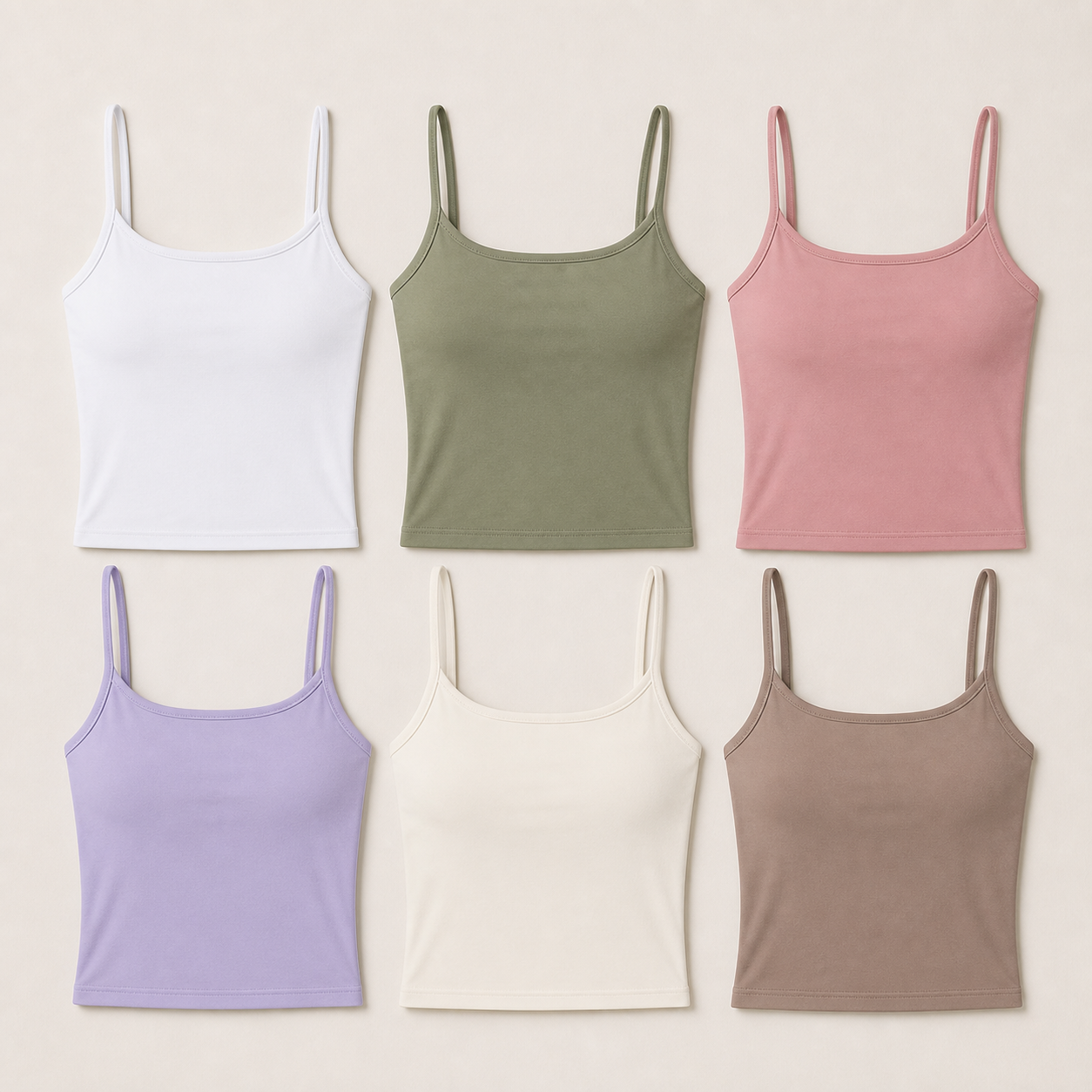 Women's Stretch Cropped Spaghetti Strap Tank 10-Pack - sku 6pack set b