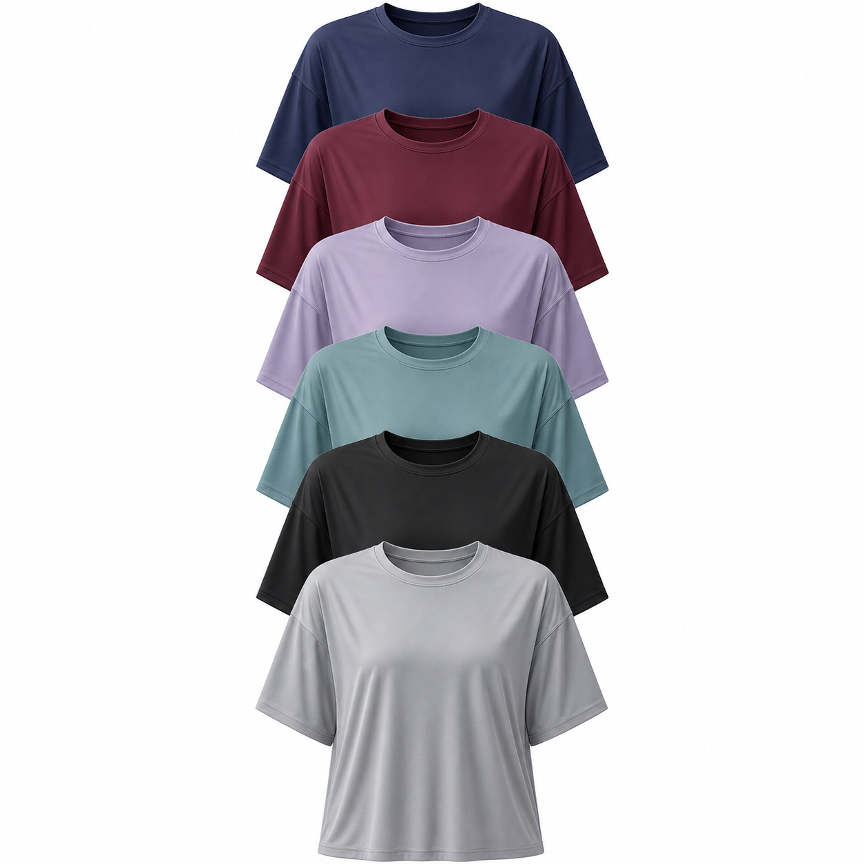 Women's Oversized Quick-Dry Workout T-Shirt Packs - sku 6pack set b