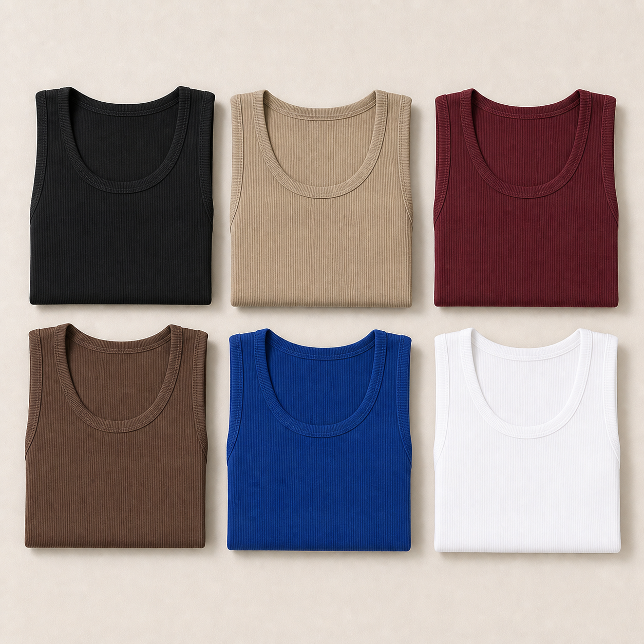 Men's Cotton Spandex Fitted Tank 10-Pack - sku 6pack set b