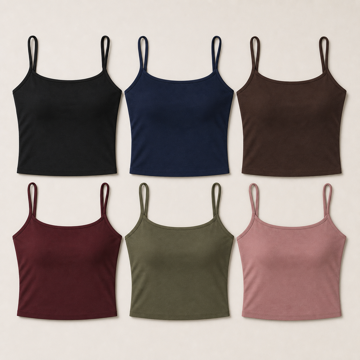 Women's Stretch Cropped Spaghetti Strap Tank 10-Pack - sku 6pack set c