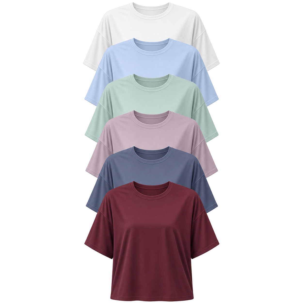 Women's Oversized Quick-Dry Workout T-Shirt Packs - sku 6pack set c