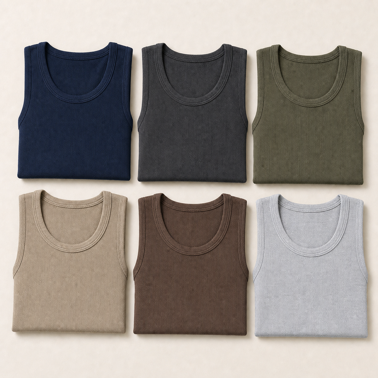 Men's Cotton Spandex Fitted Tank 10-Pack - sku 6pack set c