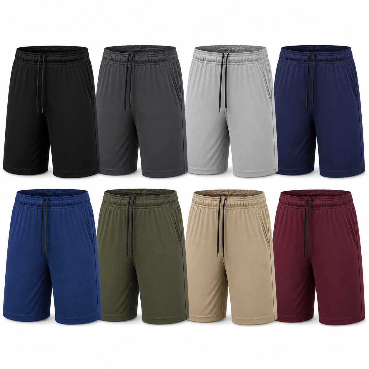 Men's Quick Dry Athletic Gym Shorts Packs - 5-Pack & 8-Pack - 8-Pack Assorted Set color option