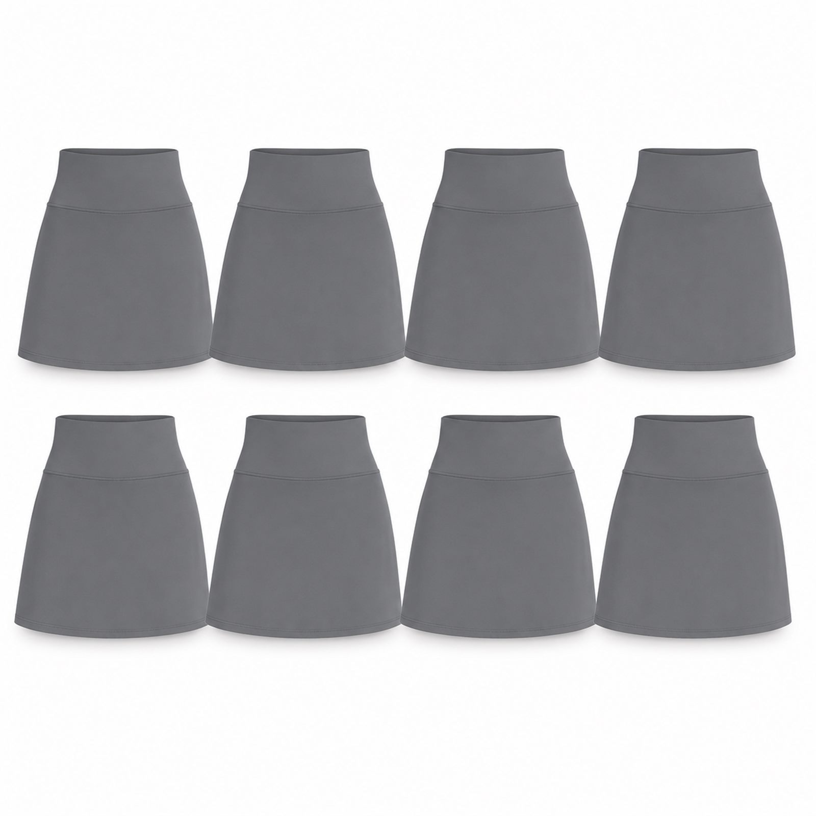 Women's 8-Pack High Waisted Tennis Skorts with Pockets - 8-pack gray tennis skorts