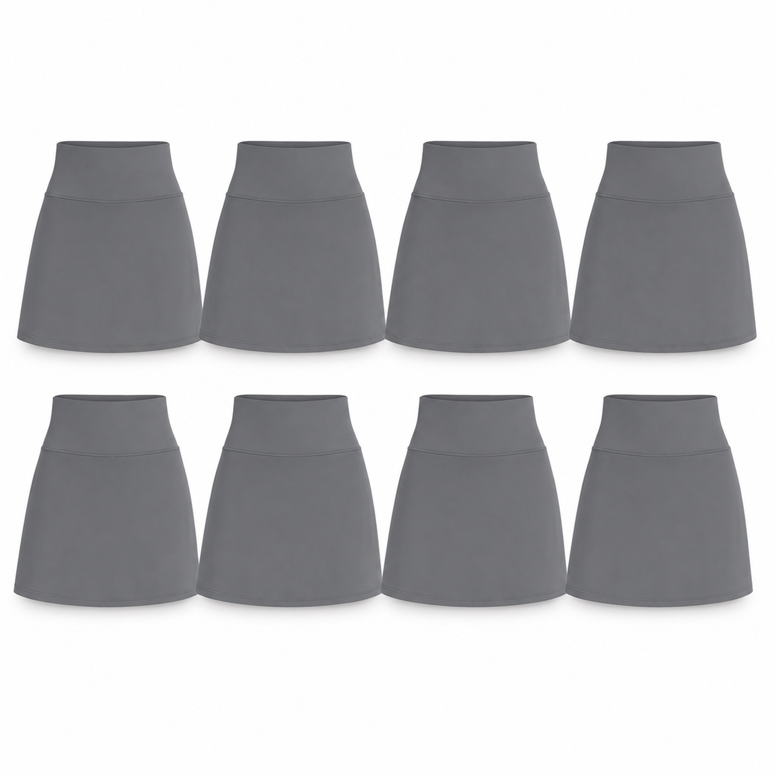 Women's 8-Pack High Waisted Tennis Skorts with Pockets - 8-pack gray tennis skorts
