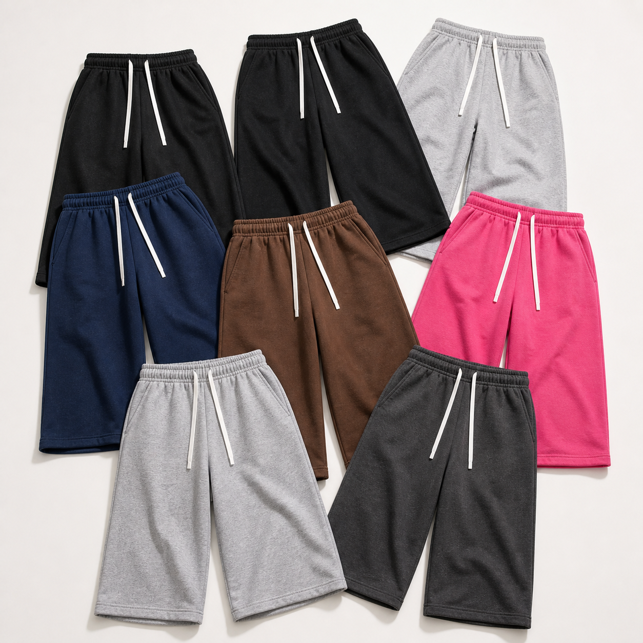 Men's Baggy Capri Sweatshorts Packs - 8-Pack Mixed Set, M