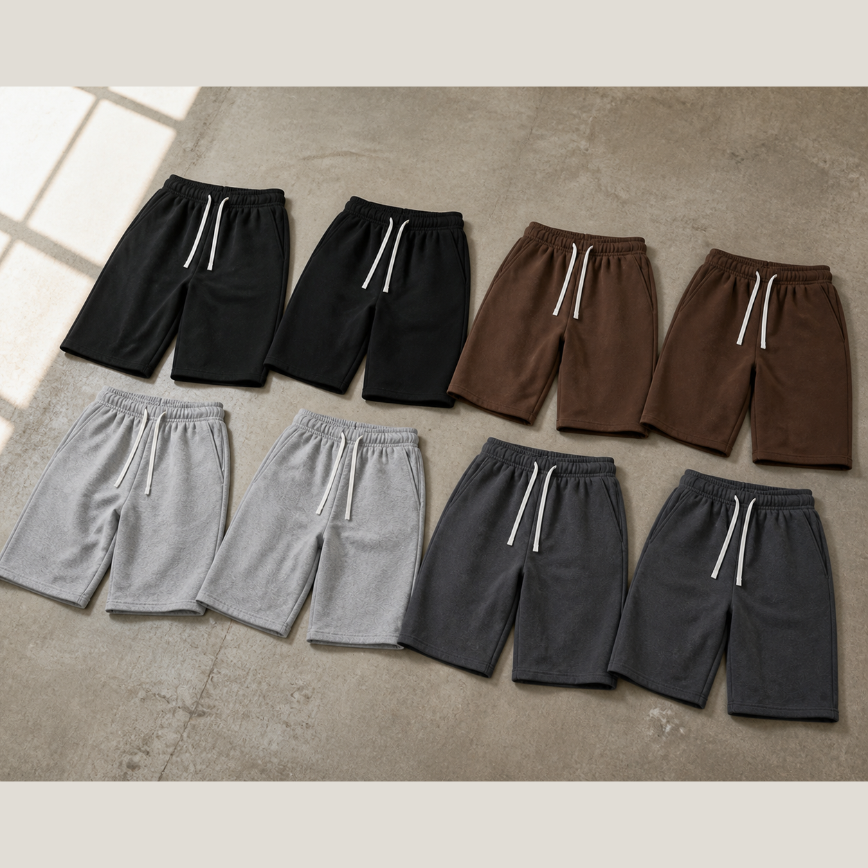 Men's Baggy Capri Sweatshorts Packs - Neutral Core 8-Pack