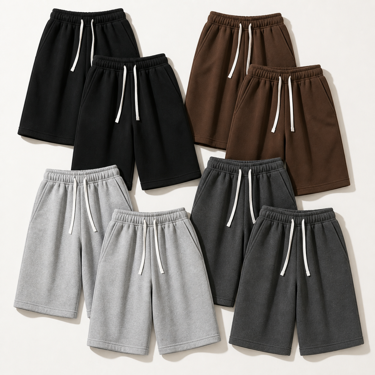 Men's Baggy Capri Sweatshorts Packs - Neutral Core 8-Pack, XL