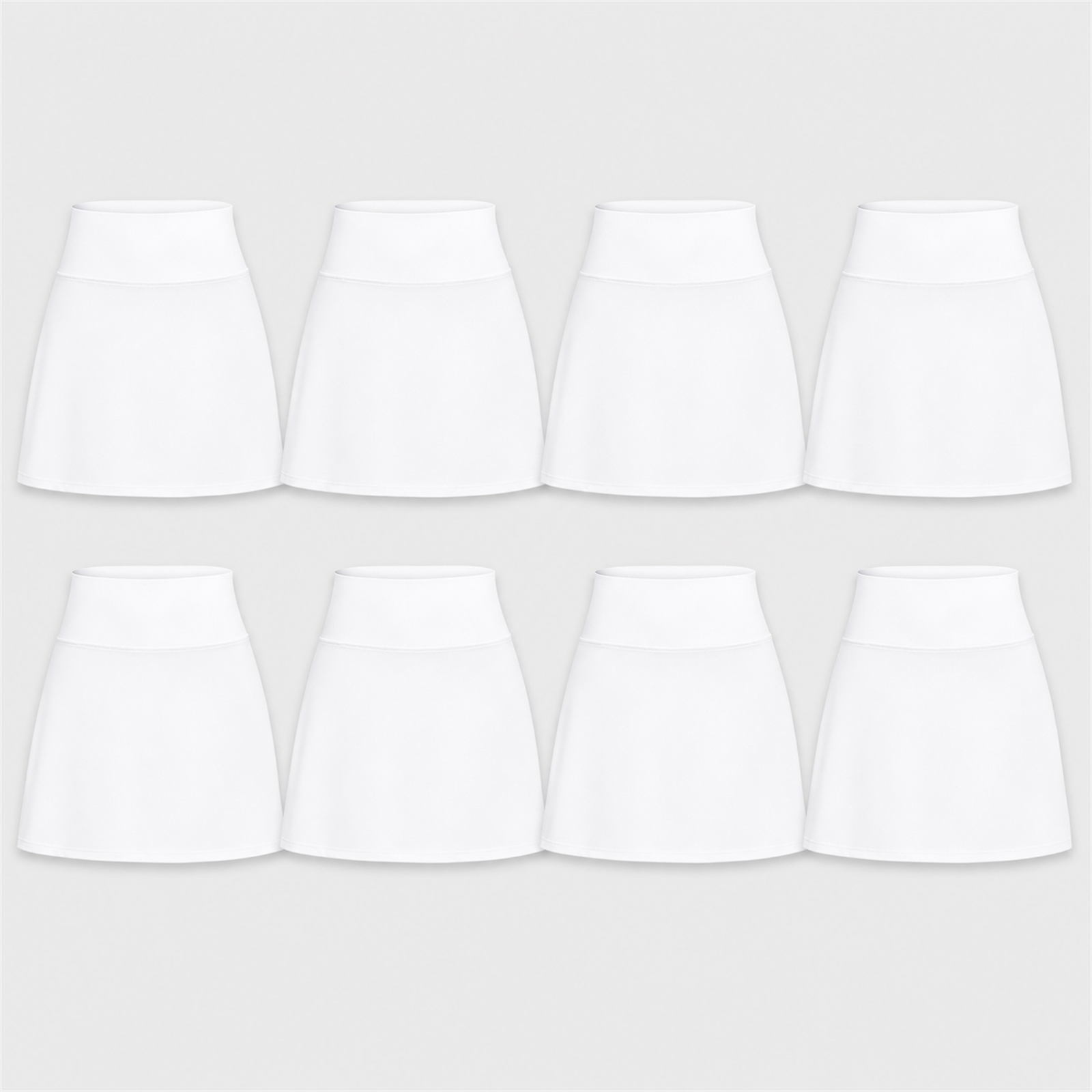 Women's 8-Pack High Waisted Tennis Skorts with Pockets - 8-pack white tennis skorts