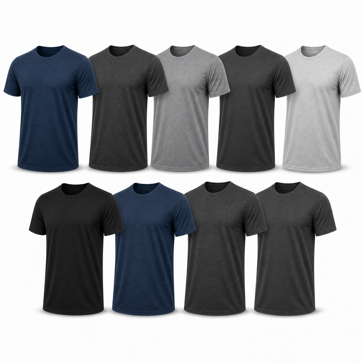 Men's 7-Pack Moisture Wicking Quick Dry Crew Neck T-Shirts - 9-Pack Custom Set