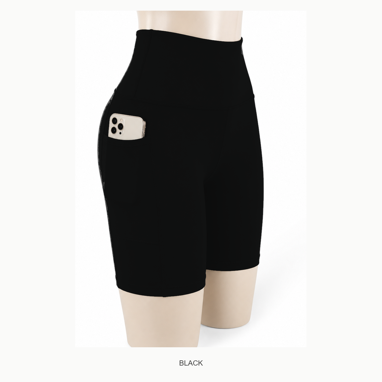 Women's High Waisted Biker Shorts with Pockets Packs - black biker shorts