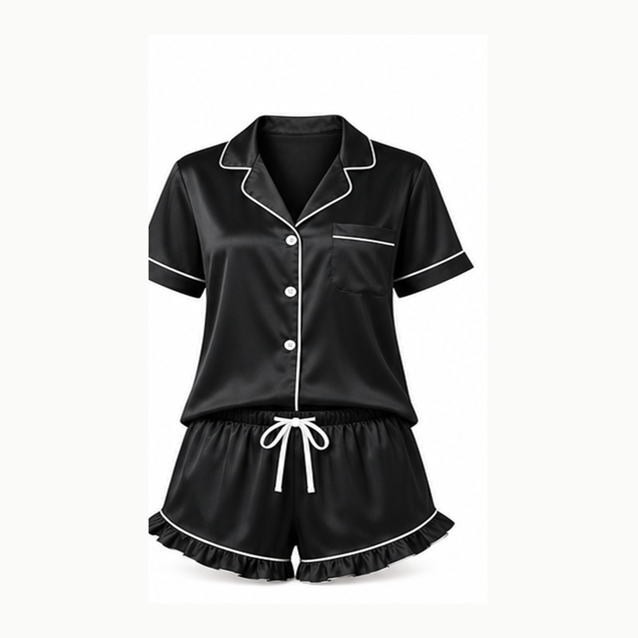 Women's Striped Short Sleeve Pajama Set Packs - black solid single pajama set