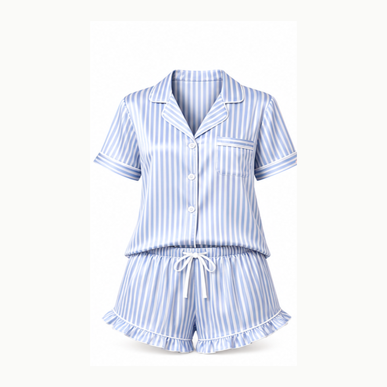 Women's Striped Short Sleeve Pajama Set Packs - blue stripe single pajama set