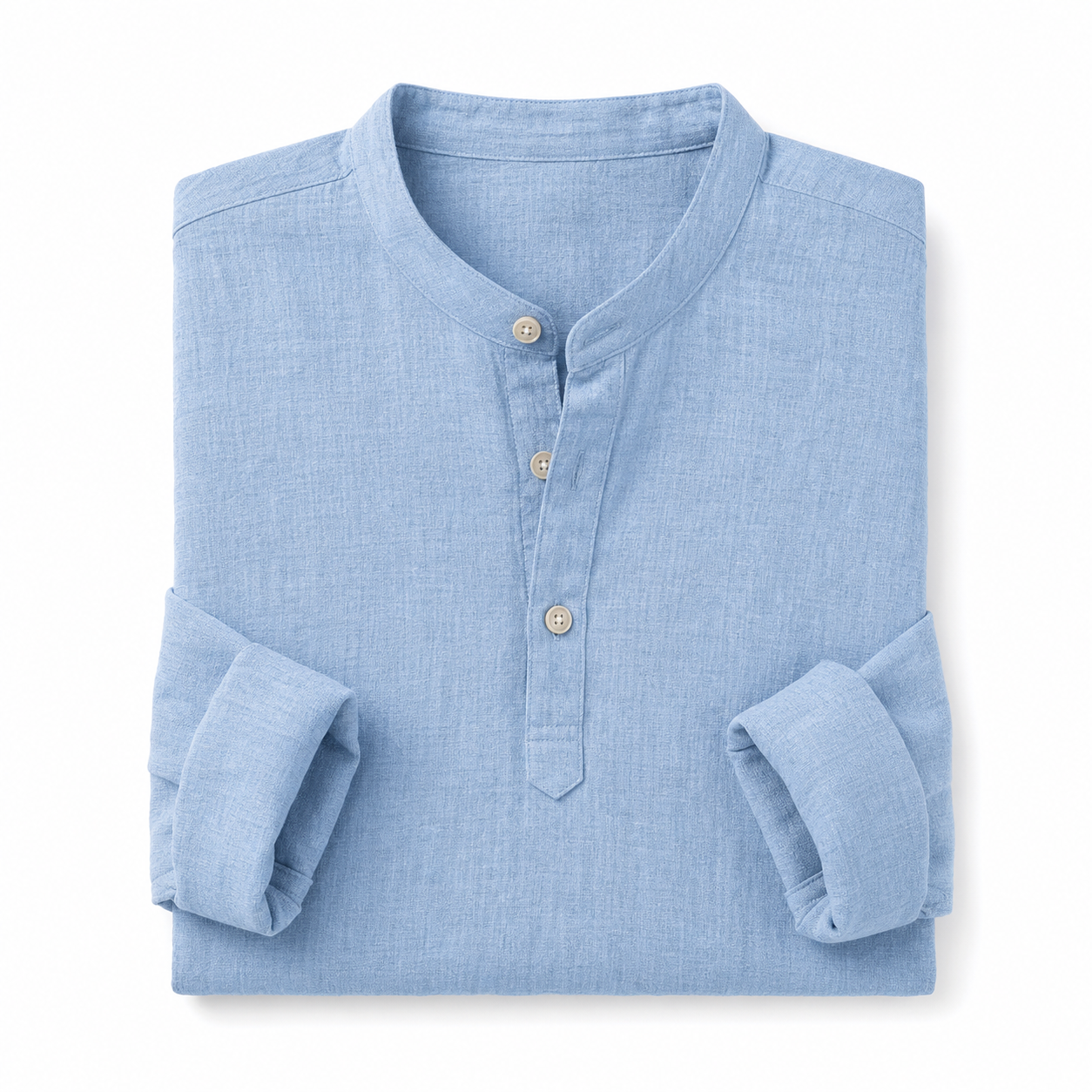 Men's Linen-Look Long Sleeve Henley Vacation Shirts Packs - sku blue