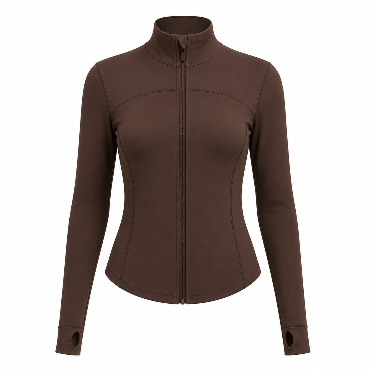 Women's Slim Fit Full Zip Jacket Packs - brown full zip jacket