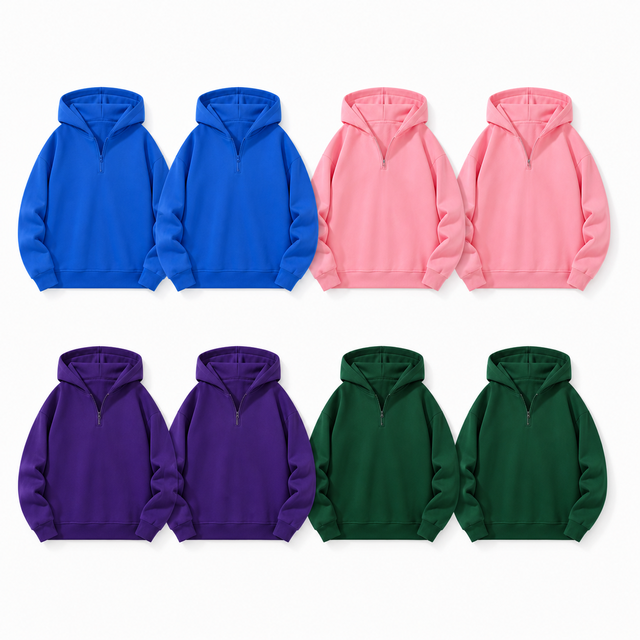 Unisex Solid Half-Zip Hoodies 8-Pack - Color Pop 8-Pack