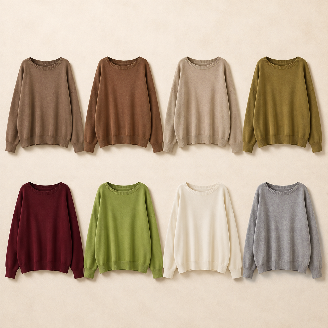 Women's relaxed boxy knit sweater - Earth Tone Weekend, M