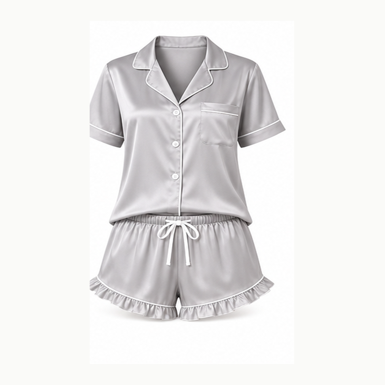 Women's Striped Short Sleeve Pajama Set Packs - gray solid single pajama set